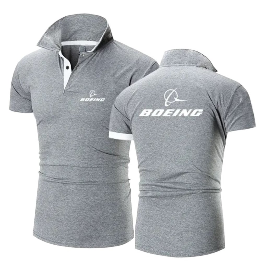 Boeing men’s GREY collared 3 buttons shirt size small